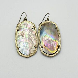 Kendra Scott Abalone Shell Gold Drop Earrings Oval Shape